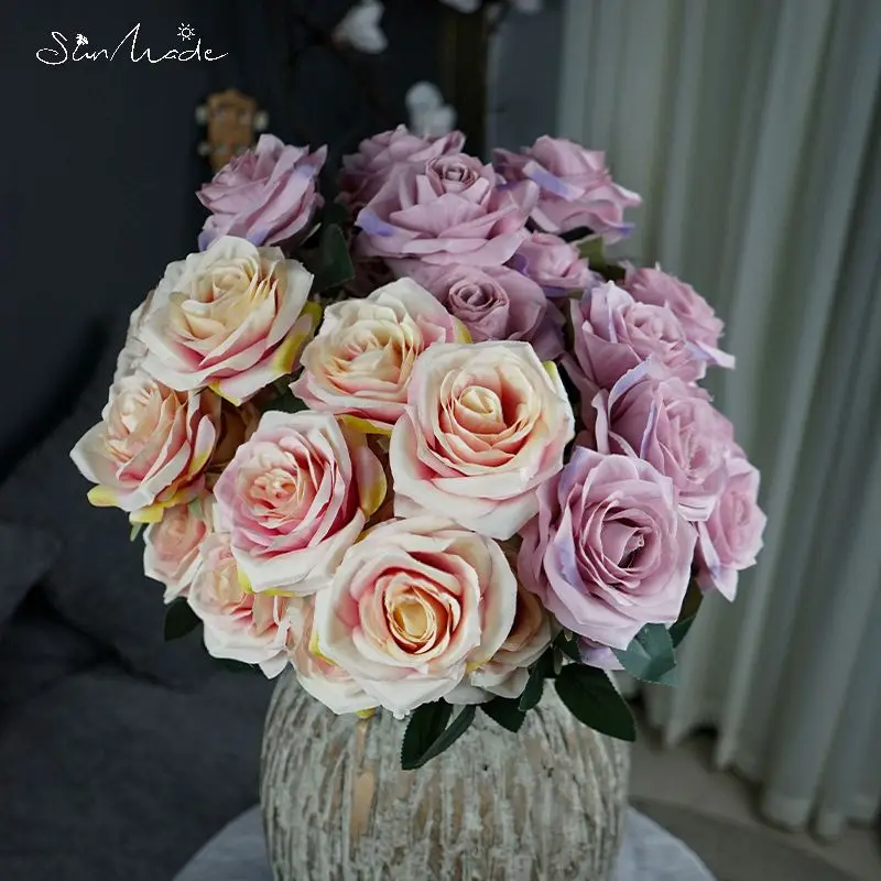 SunMade 10 головок роскошные искусственные розы француский стиль свадебный букет