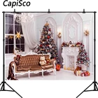 Фон для фотосъемки с изображением рождественской елки, домашнего декора, камина, вечевечерние, зимнего сезона