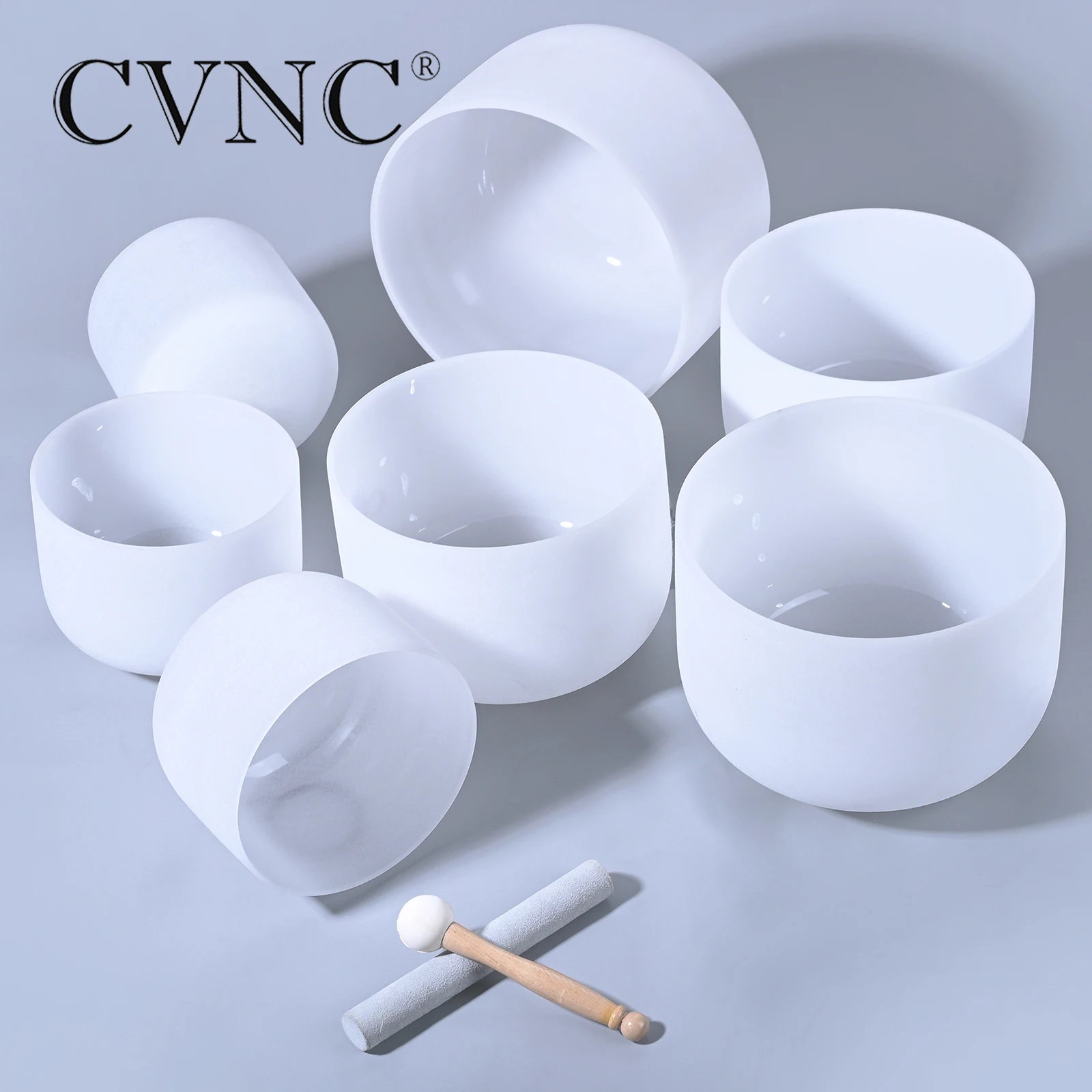 CVNC 8 " 12" чакра Набор из 7 шт Примечание C D E F G A B Матовый Кварцевый Поющий мисок