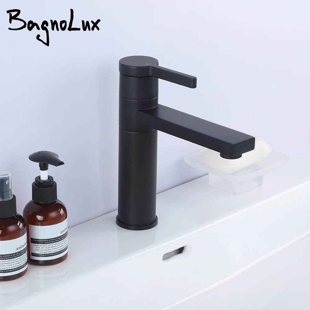 Bagnolux черный настенный латунный смеситель с одним отверстием и ручкой для горячей