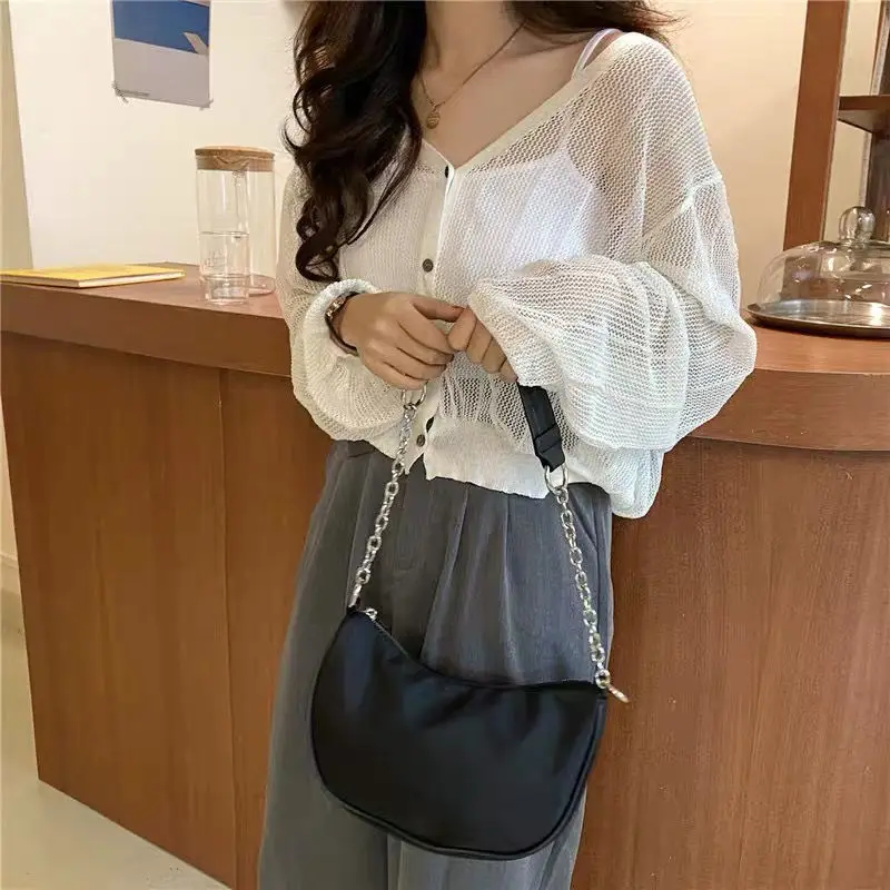 Водонепроницаемая нейлоновая черная сумка на плечо для женщин дамские сумочки