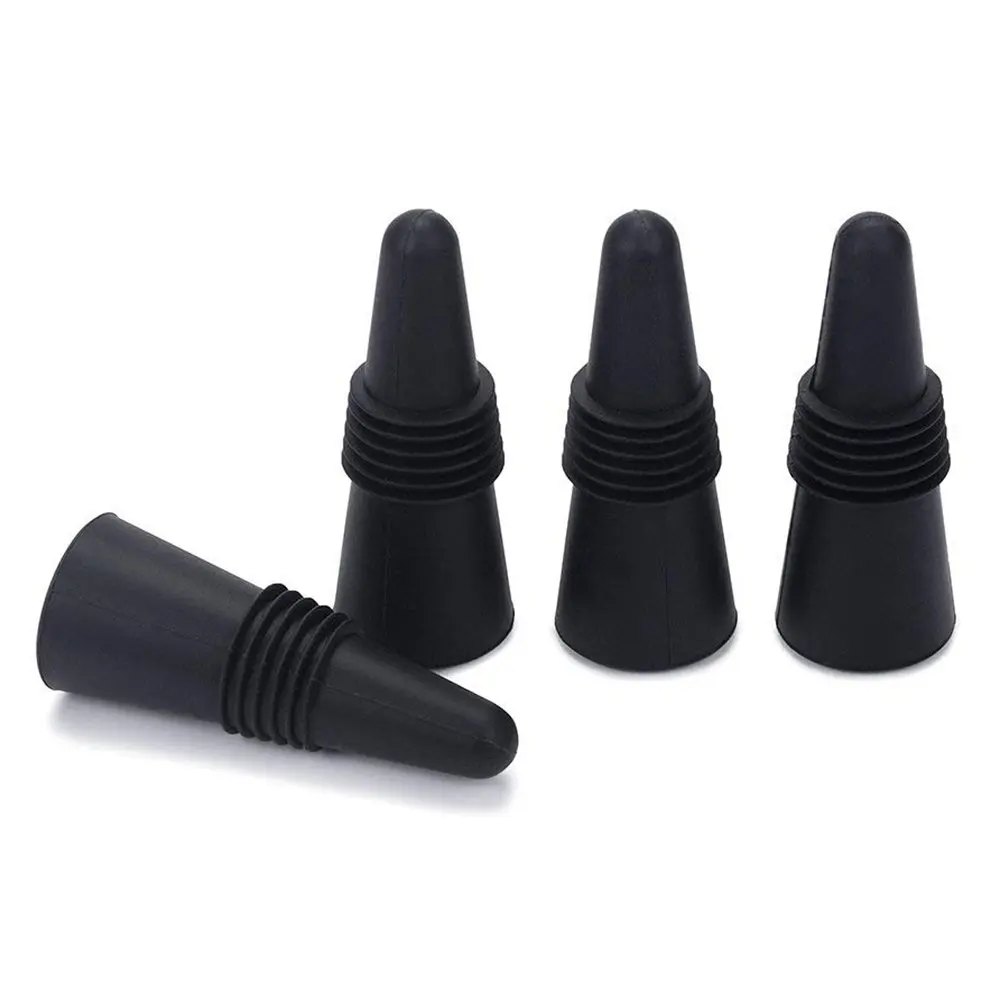 

Wine Stoppers (Set of 5), Silicone Wine Bottle Stopper and Beverage Bottle Stoppers, Black