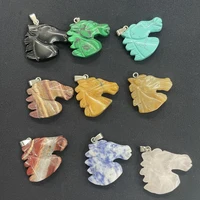 wholesale nature stone pendant jewelry beads for diy necklace making turquoise quartz lapis horse unicorn butterfly shark teeth