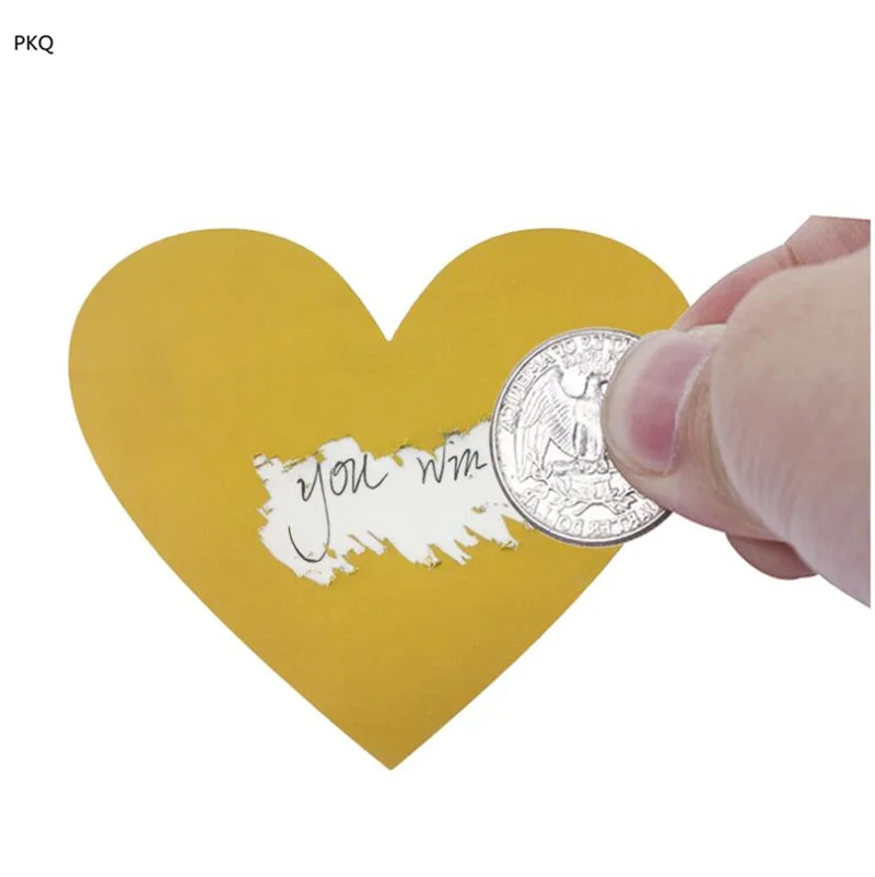 10 шт./лот наклейки в форме сердца розовое золото царапины Серебряные пустые для