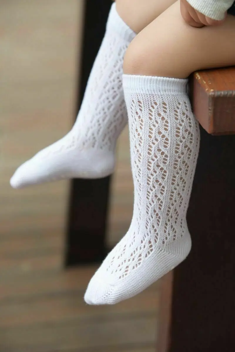 Нескользящие носки для маленьких девочек кружевные принцессы до колена длинные