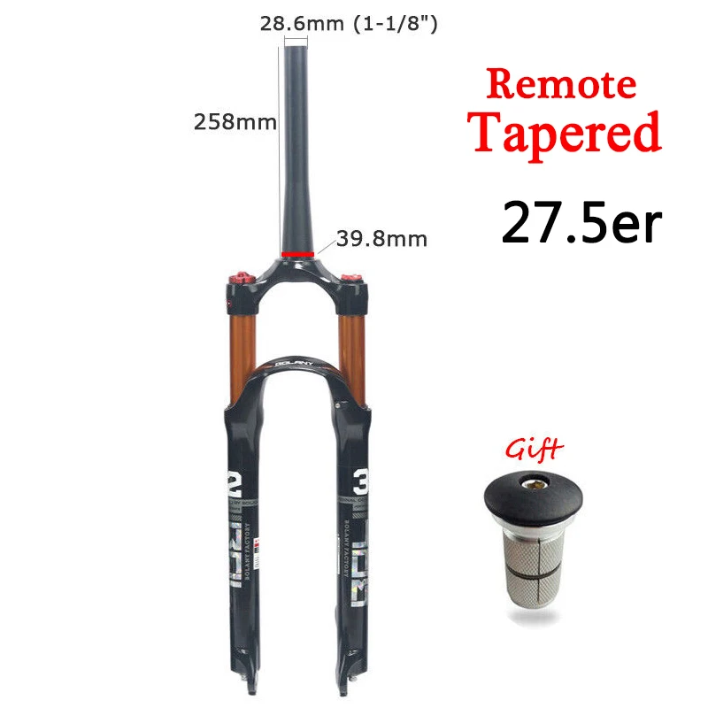 27.5-tapered remote Пневматическая амортизационная вилка BOLANY 29 27,5 2", велосипедная амортизационная вилка, вилки для горных велосипедов, Ультралегкая интегрированная вилка из магниевого сплава - Цвет: 27.5-tapered remote