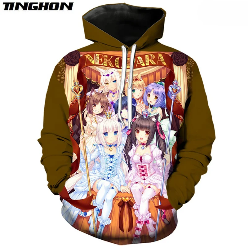 Толстовки с 3D принтом Nekopara для мужчин и женщин кофта бега в стиле аниме шоколад
