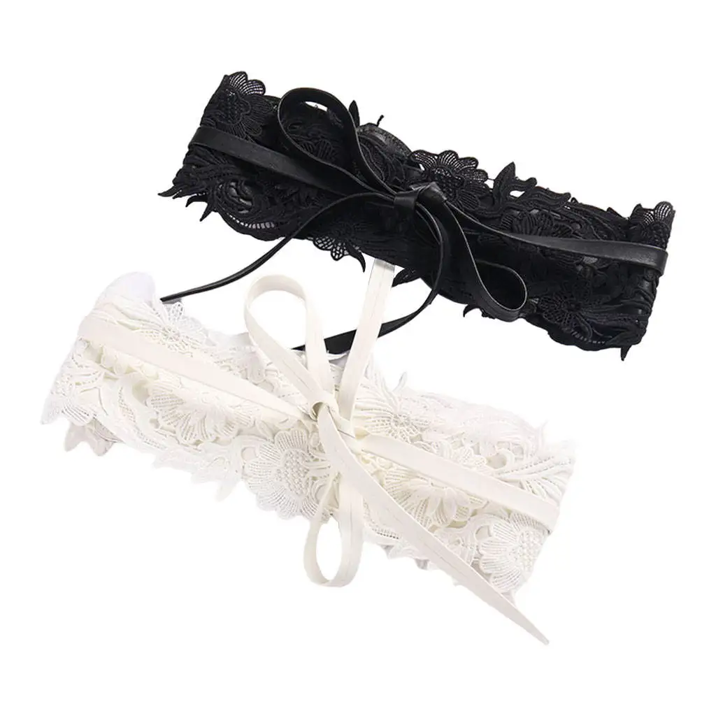 

Ladies Bow Lace Belt Waist Belt Wide Belt Tie Wrap Around Obi Style Waistband Corset Dress Belt for Costume Wedding Party