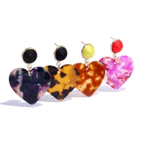 big acrylic za tortoiseshell love heart dangle earring for women statement drop earrings wedding party jewelry korean earrings