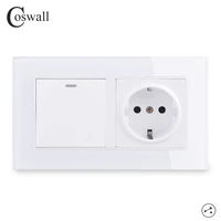 coswall glass panel eu wall socket 1 gang 2 way pass through on off stair light switch switched rocker switch c1 series