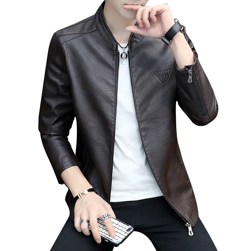 

Men's leather autumn new casual top function jacket Korean version of large-size youth PU leather jacket men's clothing
