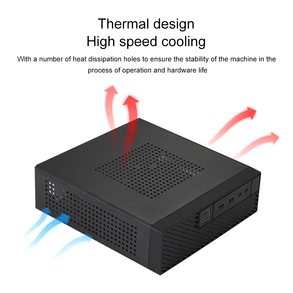 

TX02 Mini PC Chassis HTPC Thin ITX Chassis Computer Case with 2 USB2.0 Interface HD Audio Port for Desktop Home Office
