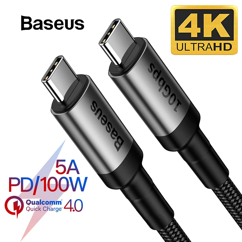 Baseus USB 3,1 usb type C к USB C кабель для MacBook PD Quick Charge 4,0 кабель для Redmi K20 Pro huawei P30 usb удлинитель