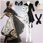 Новинка 2021, костюм злого мадам Круэлла де Виль из фильма Aldult, детский искусственный парик черного и белого цветов для вечеринки