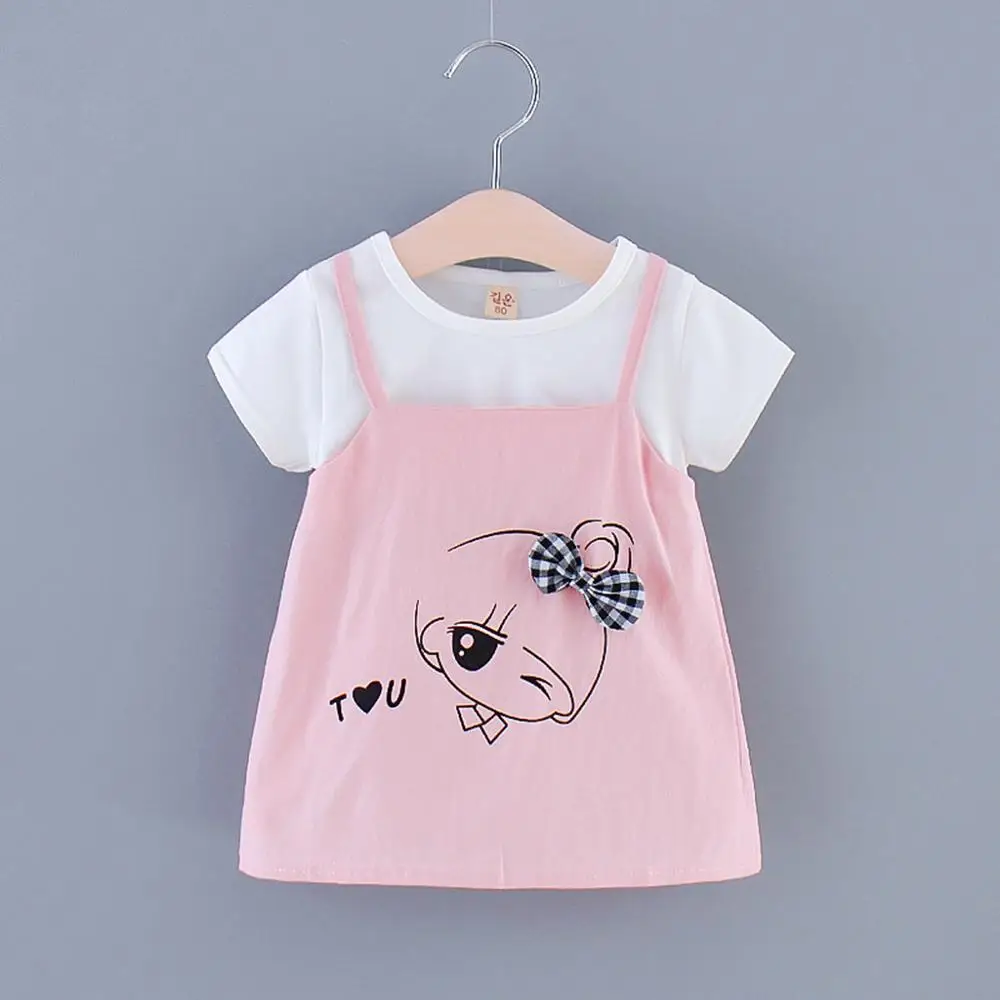 Детское летнее платье для маленьких девочек однотонное детское на бретелях с