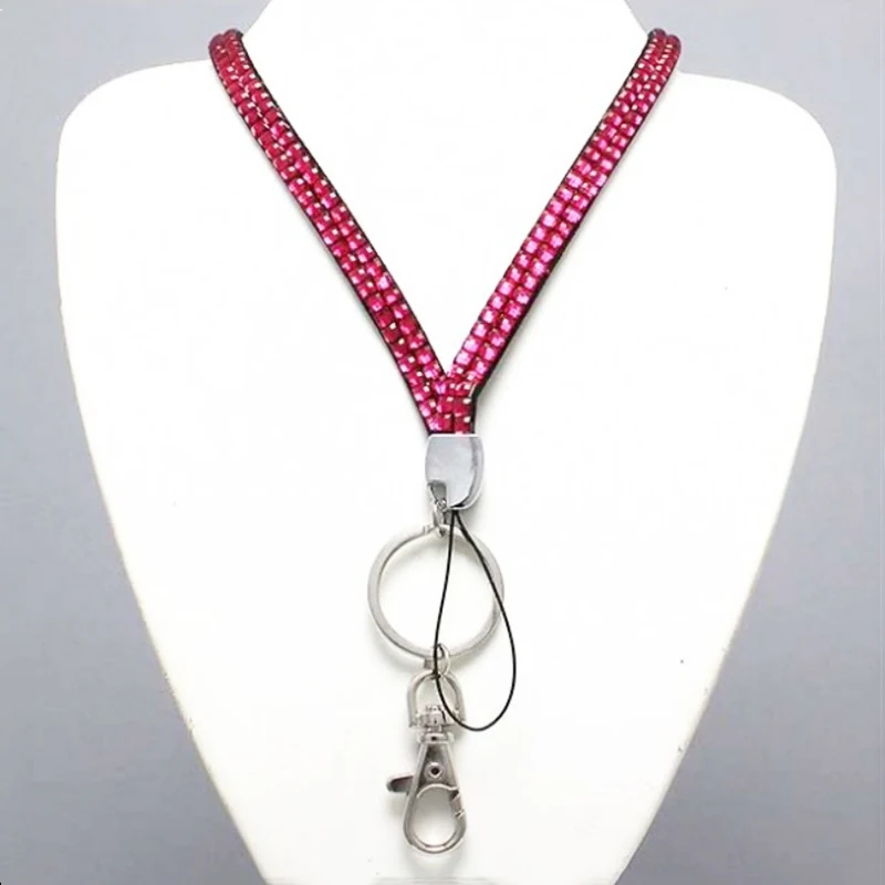 

1pc Cute Lanyard Retractable ID Badge Reel Crystal Rhinestone Phone Key Holder ID Name Card Badge Holder Office School Supplies