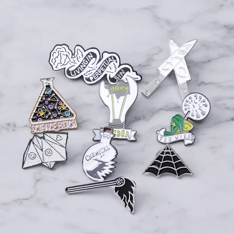 

Funny Pins Collection Punk Dark Brooches Badges Bag Clothes Accessories Gothic Halloween Lapel Pins Jewelry