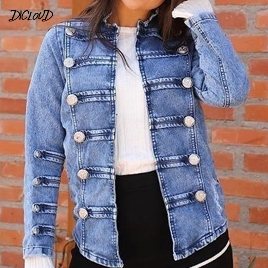 Женское повседневное джинсовое пальто на пуговицах облегающая приталенная