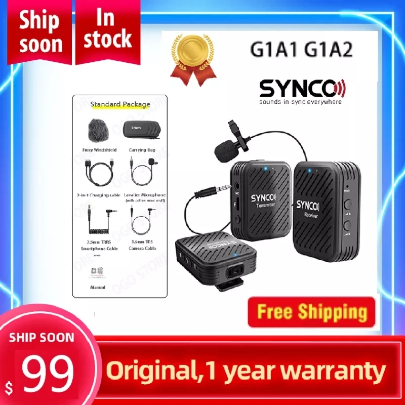 Беспроводной петличный микрофон SYNCO G1(A2) система для смартфонов ноутбуков DSLR