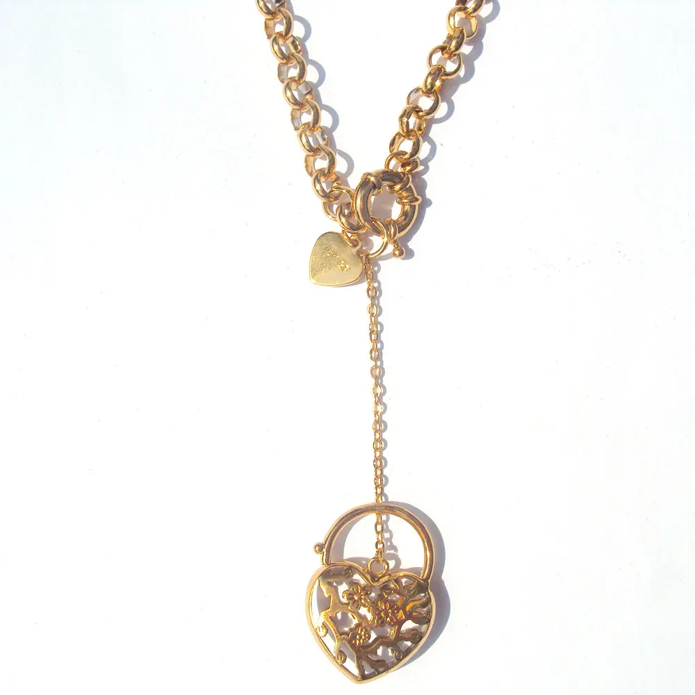 Ladies 3D Filigree Heart Pendant Necklace 18 k GF Yellow Fine Solid Gold Filled Layered Eternal Classics | Украшения и аксессуары