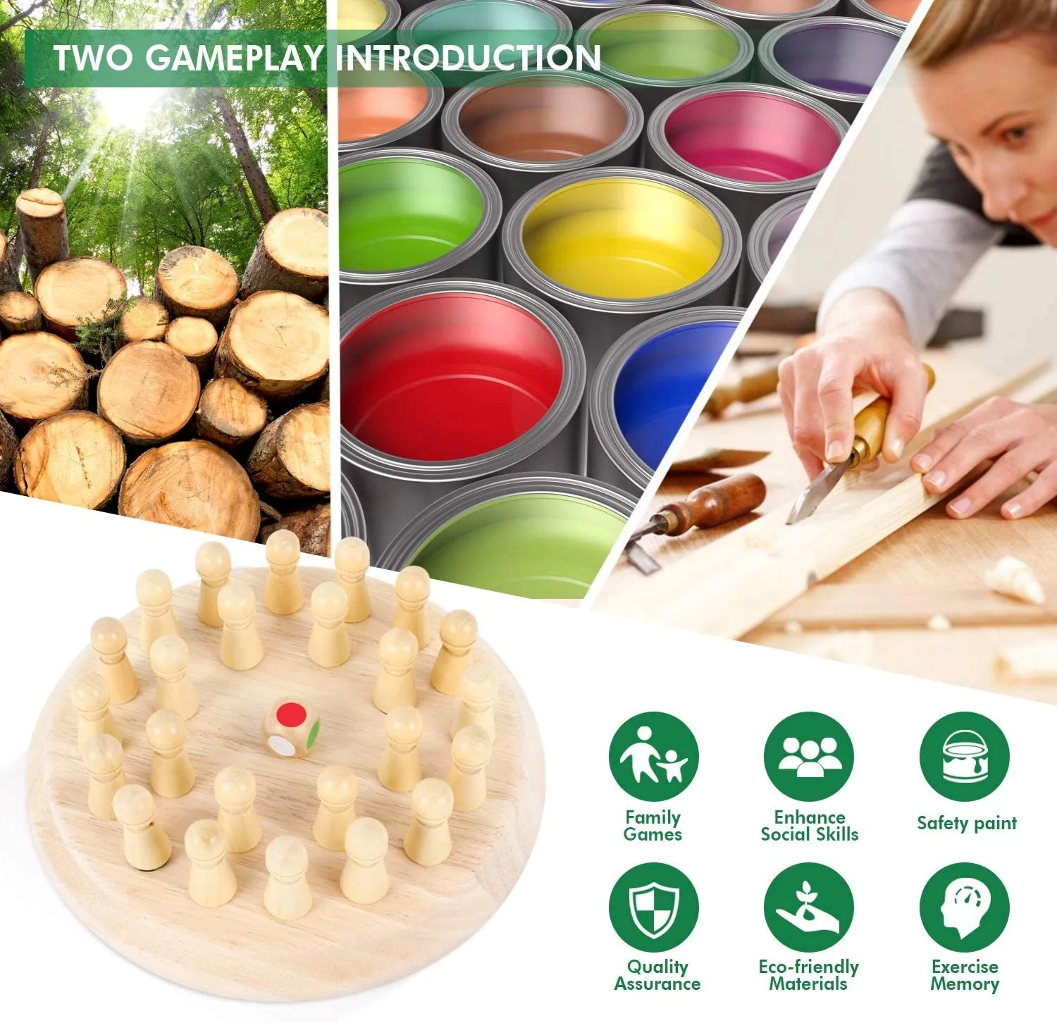 

Kids Wooden Memory Match Stick Chess Game Fun Block Board Game Educational Color Cognitive Ability Toy For Children Toys