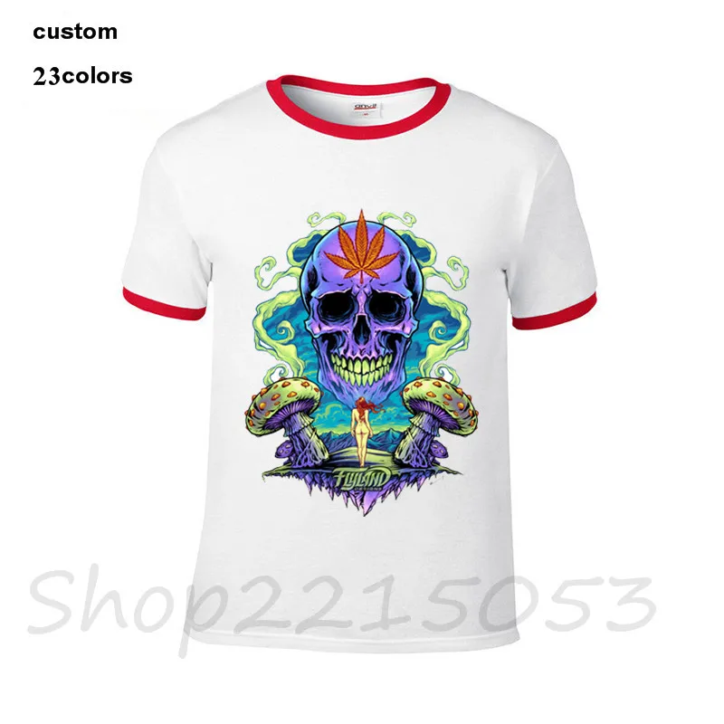 Мужская футболка с забавным фиолетовым черепом каннабиса грибами