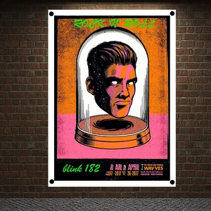 Large Music Illustrated Rock Hip Hop Reggae Posters Wall Stickers High Grade Canvas Art Four Holes Banners & Flags Home Decor U1