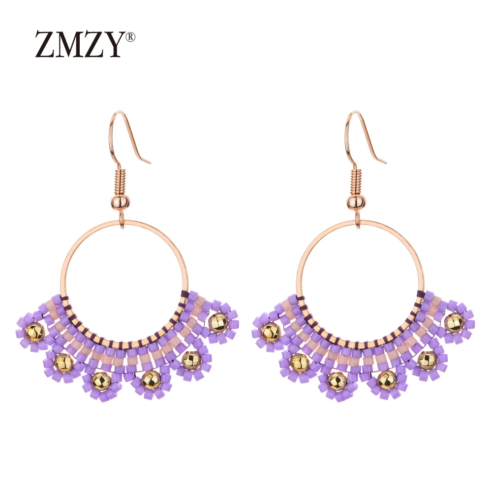 Женские серьги в стиле бохо ZMZY сережки подвески с цветком ручной работы