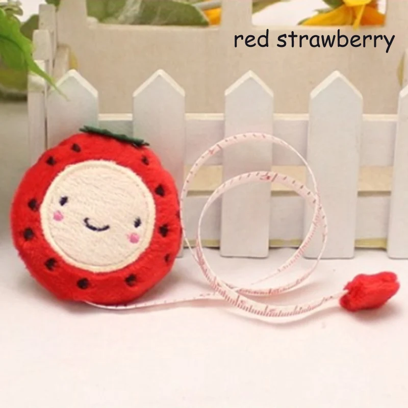 red strawberry 150 см/6" рулетка портативная Выдвижная линейка детская линейка высота сантиметр дюймов рулонная лента подарки для девочек швейные инструменты - Цвет: red strawberry