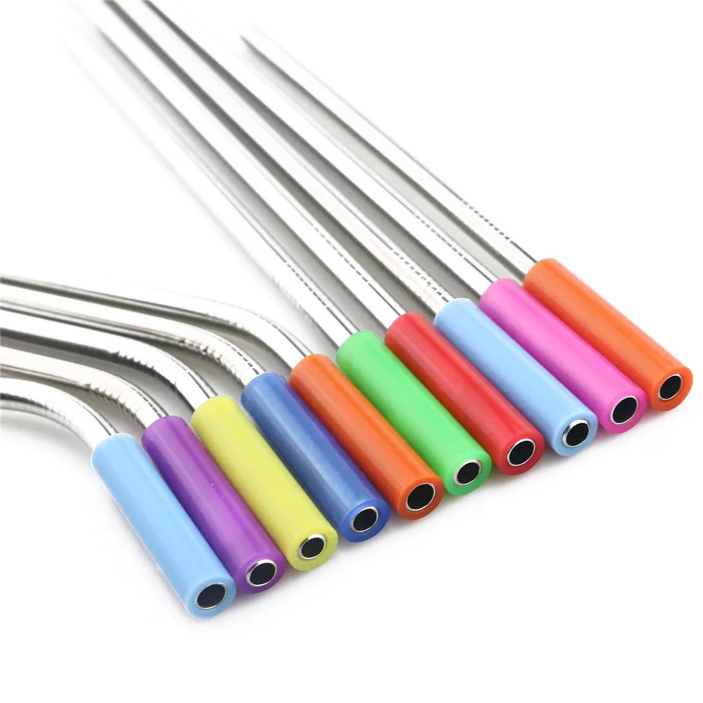 5pcs Drinking Straw High Quality Metal 304 Stainless Steel Colorful Reusable For Smoothies With Cleaner Brush | Дом и сад