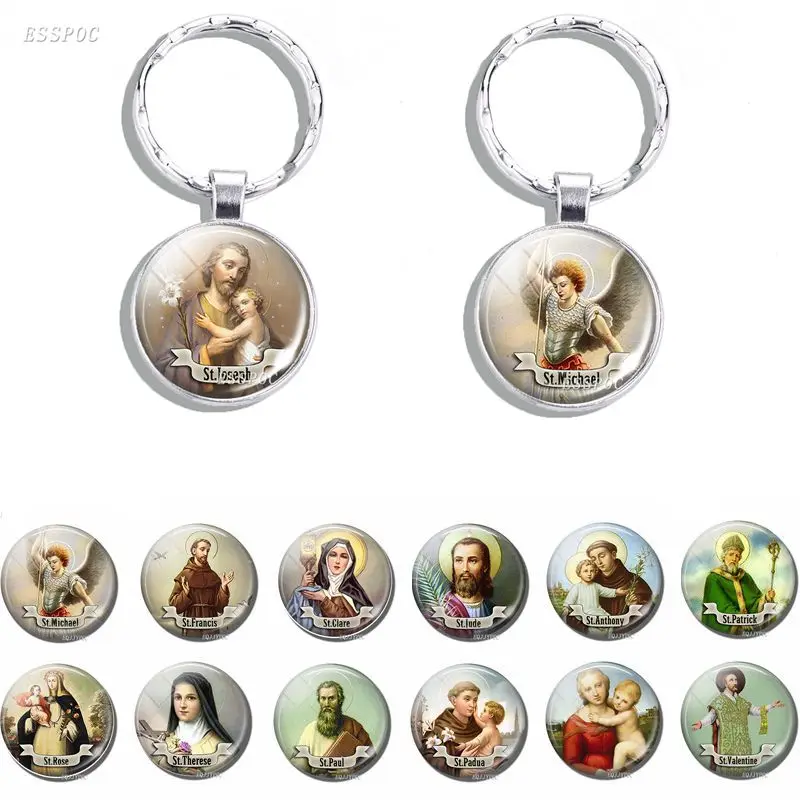 

Christian Virgin Mary St Joseph St Michael Keychain Religious Keyring Pendant Jewelry Christian Church Catholic Souvenir Gift