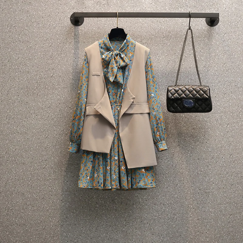 Женское платье с цветочным принтом свободное Повседневное V-образным вырезом и