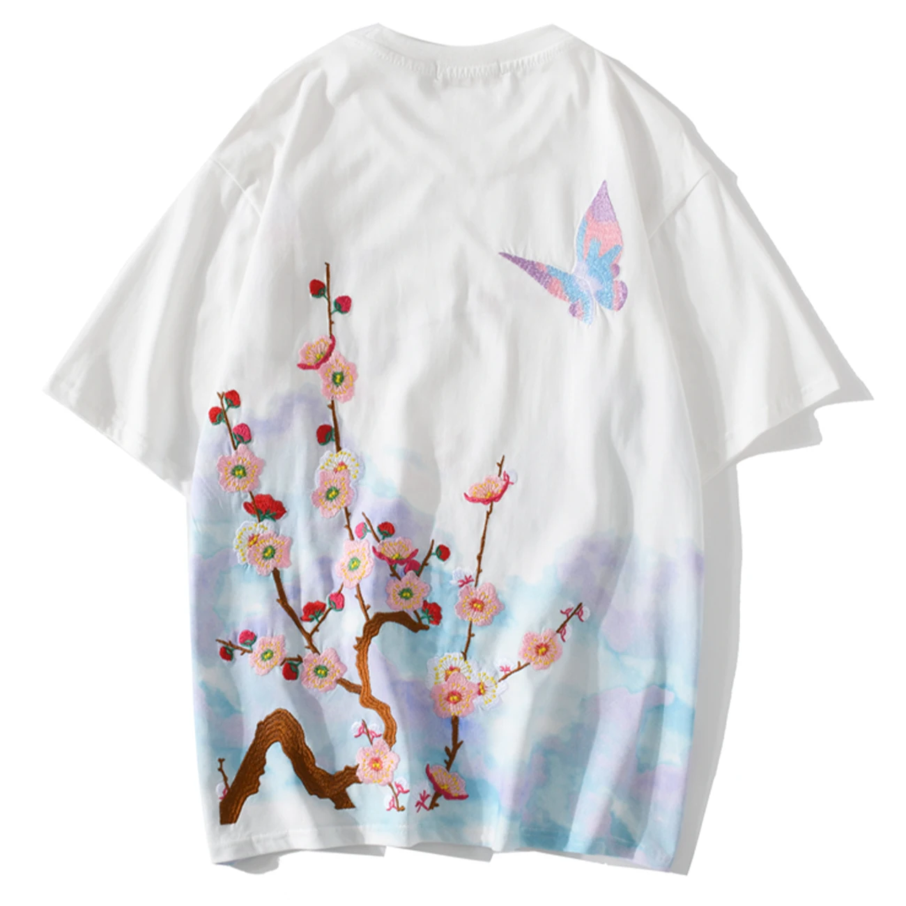 Футболка мужская с вышивкой в стиле хип хоп и бабочкой 2020 футболки японском