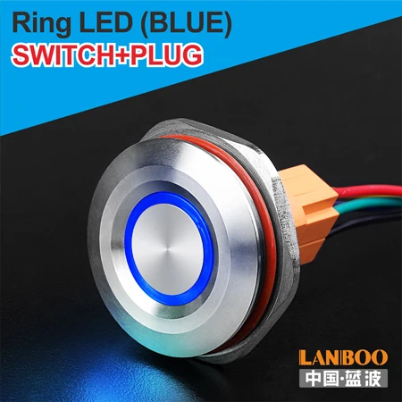 B Ring Button Plug LANBOO 40 мм кнопочный переключатель вкл. Выкл. 1NO1NC SPST или 2NO2NC DPDT водонепроницаемый переключатель с разъемом провода - Цвет: B Ring Button Plug