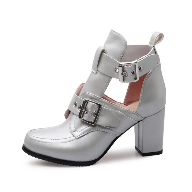 Ботильоны женские на высоком каблуке с пряжкой размеры 32 43|Женские полусапожки| |