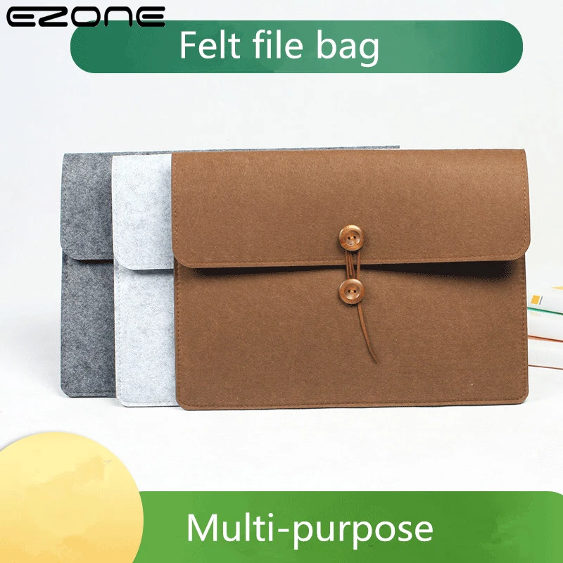 

EZONE 1PC A4 High-Grade Felt Folder Large Capacity Envelope Document Bag Office File Organizer Bag 35*25cm Winding design