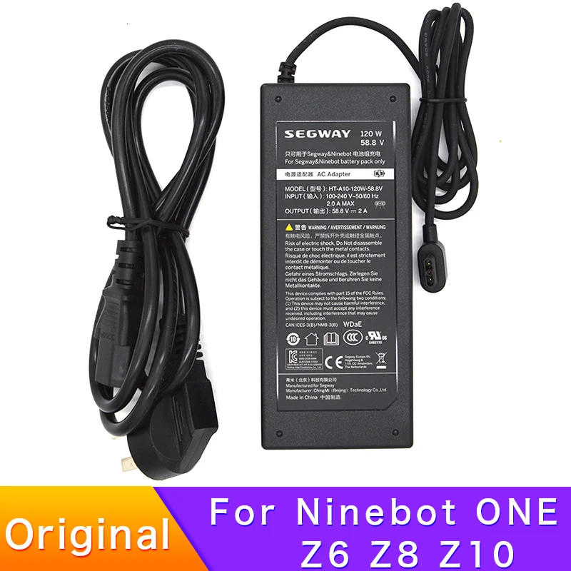 

Оригинальное зарядное устройство для Segway Ninebot One Z6 Z8 Z10, балансир электрического одноколесного велосипеда, 58,8 в, 2 А, зарядное устройство, адап...