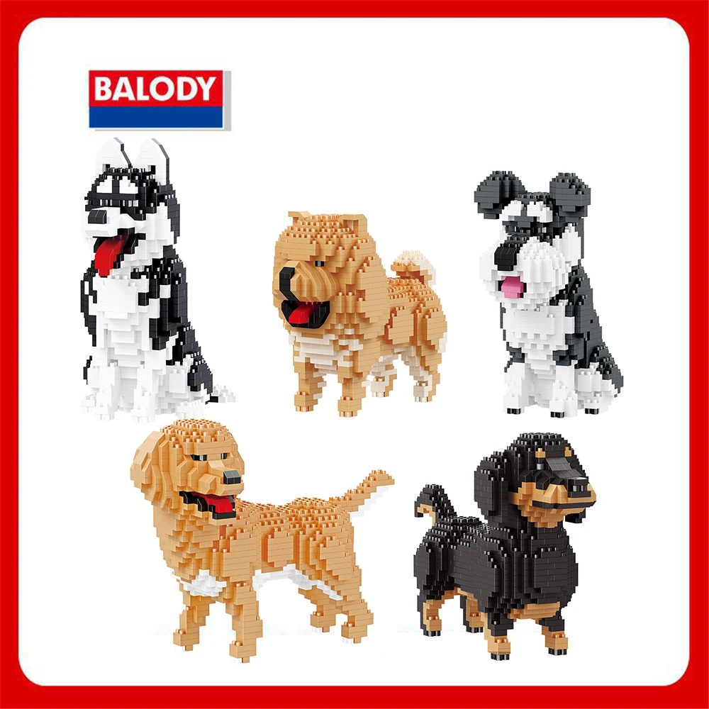 Balody 18240-18247 кирпичные игрушки собака щенок животное Хаски Чов шнаузер Такса