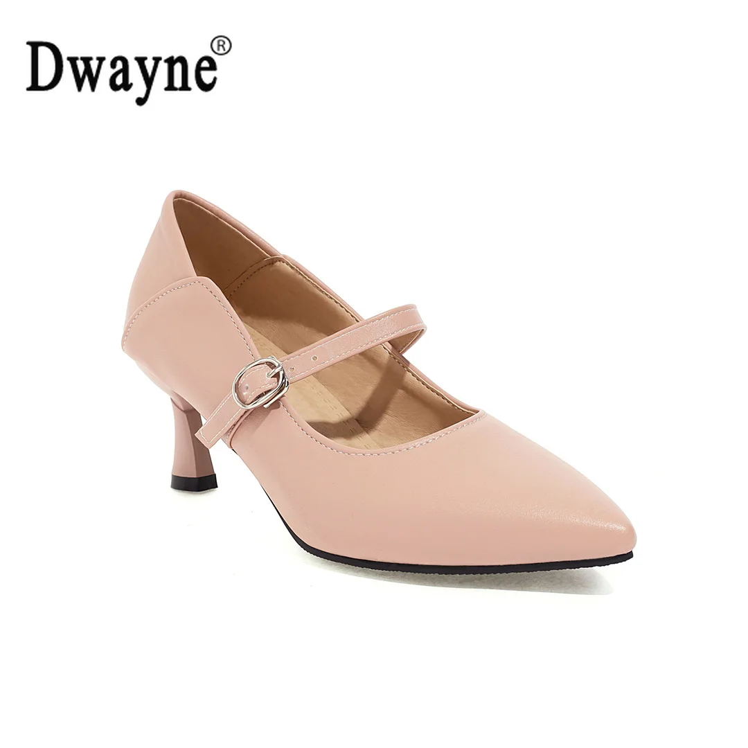 

Women's Shoes 2021 Fashion OL Pump Heels Ladies Dress Shoes for Wedding Party 6cm Thin Heel PU Leather Plus Size 44 45 46