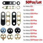 50 шт., 100% оригинальный стеклянный объектив задней камеры с клейкой наклейкой для Moto G5 G5S G6 G7 G8 Plus Play Power G8 Power Lite