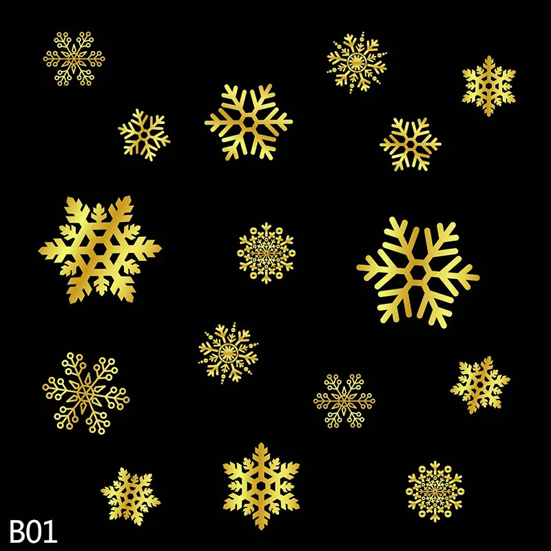 50x32cm PVC Christams Wall Stickers Window Decor Paper Gold Snowflake Elk Deer wall stickers christmas decoration for home glass
