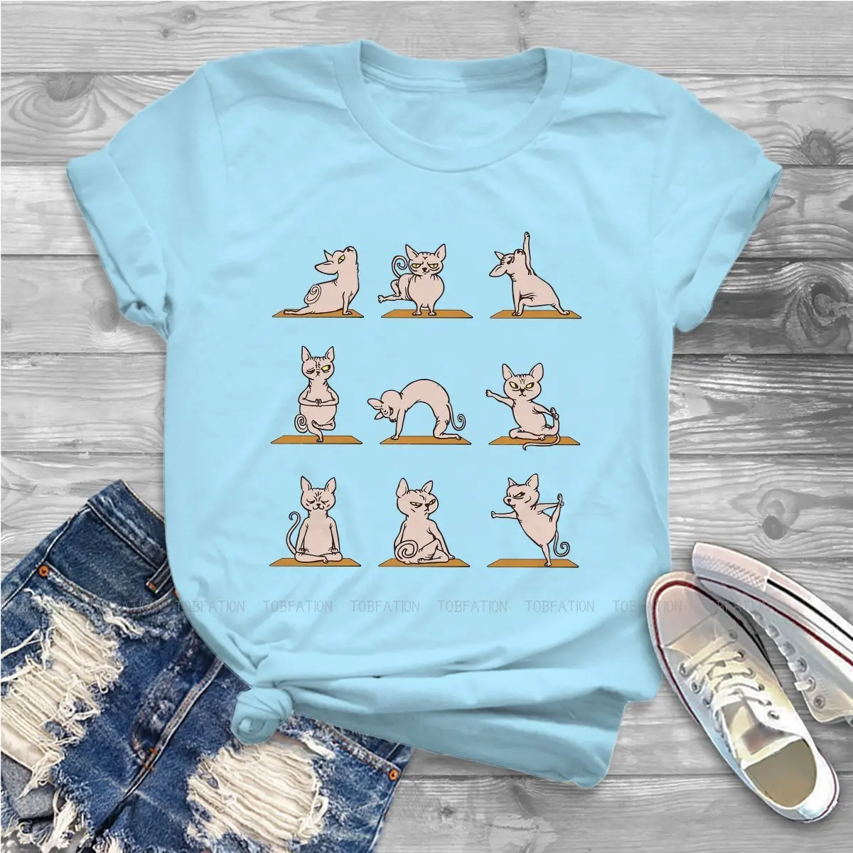 Yoga Cute Girls Women T-Shirt Canadian Sphynx Cat Blusas Harajuku Casual Short Sleeve Vintage Oversized Tops | Женская одежда