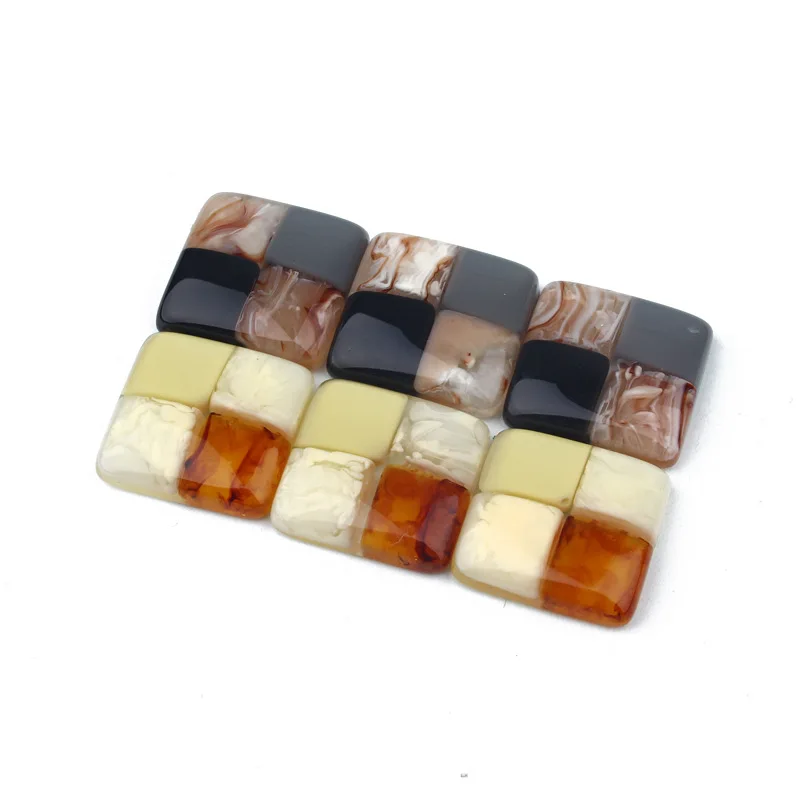 5 шт милые Квадратные решетки серьги гвоздики из полимерной смолы фурнитура