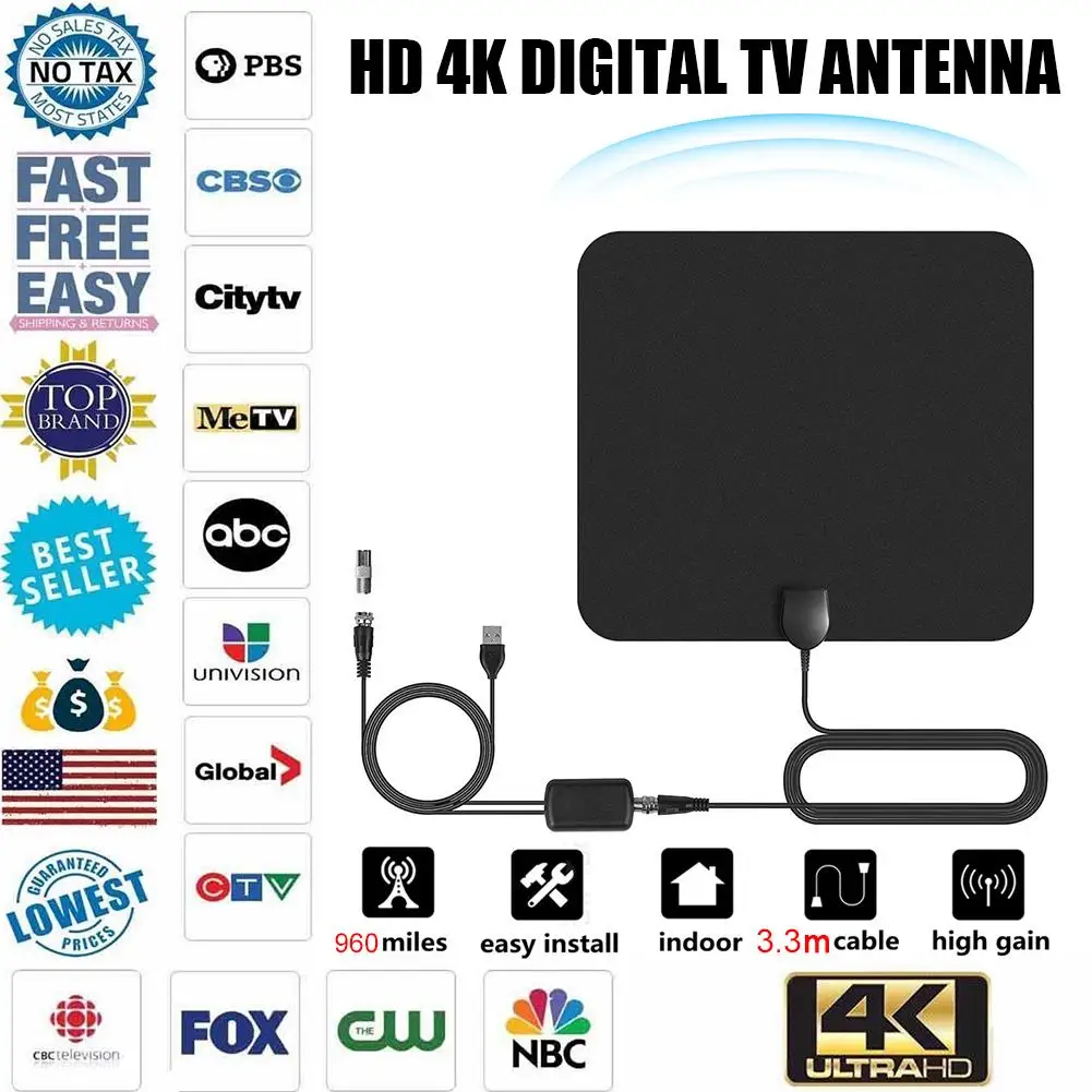 Цифровая ТВ антенна HDTV мини HD 1080P с плоским сигналом усилитель цифрового для