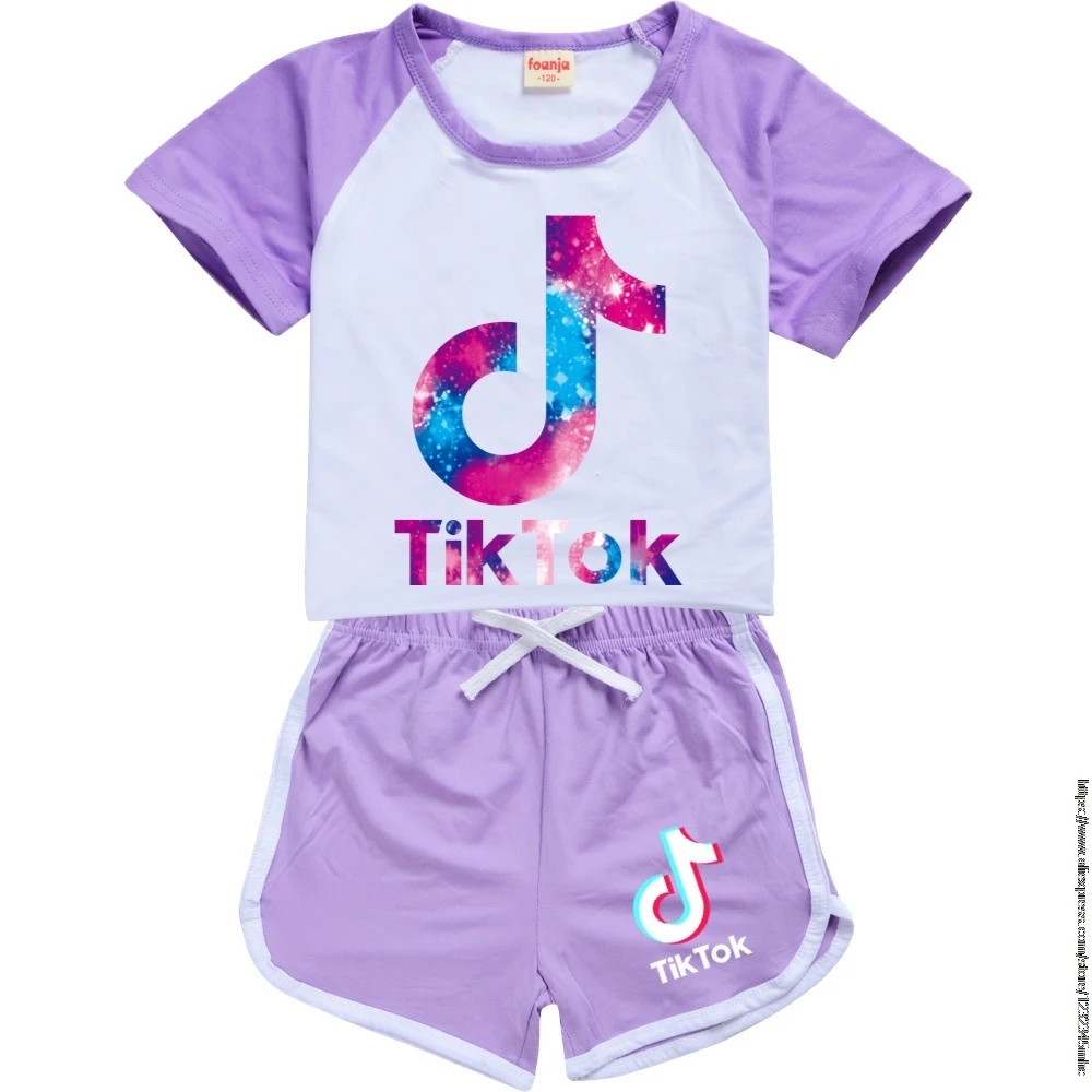 Детский летний комплект Tik Tok хлопковая футболка и шорты для мальчиков девочек