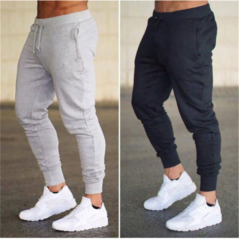 

7 Colors Gray Jogging Pants Solid Running Pants Men Sport Pencil Pants Men Cotton Soft Bodybuilding Joggers Gym Trousers