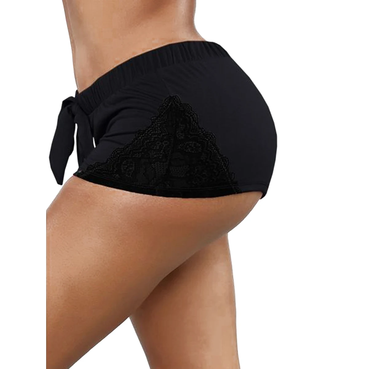 

Women Casual Lace Patchwork Yoga Shorts Skinny Summer Running Sports Women Low Waist Fitness Exercise Solid Yoga Shorts