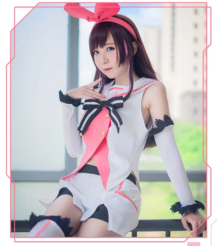 Vtuber Costume Kizuna AI Cosplay Popular Virtual Youtuber for Women Outfit Stocking Full Set |