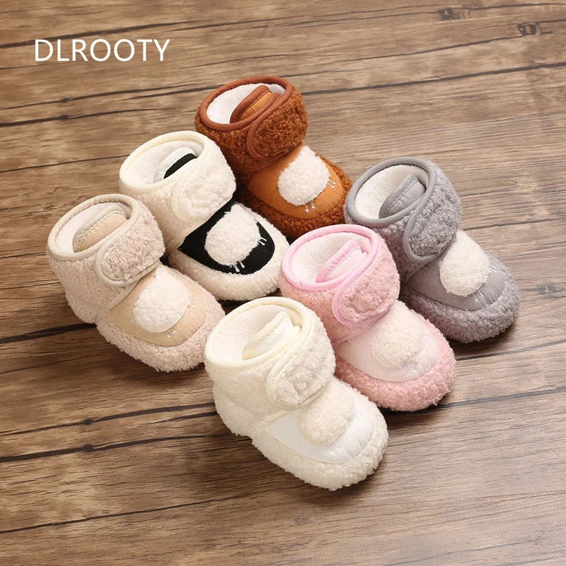 New Snow Baby Booties Boy Girl Hook & Loop Crib Shoes Winter Warm Anti-slip Sole Boots Newborn Toddler First Walkers Shoes
