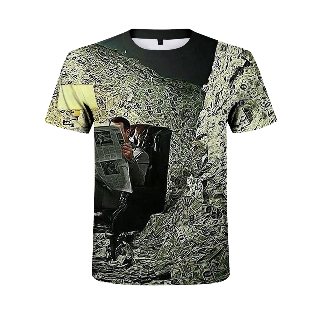 

3d printing t-shirt sleeves one boy girl fashion street banknotes multi-headed clothing o neck t-shirt Harajuku t-shirt men's to